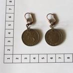 Handmade Echte oude 5 cent Oorbellen uit 1977, Marktplaats@koningsieraden.nl, Overige materialen, Hangers, Bruin