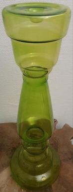 Kandelaar design groen glas gaaf groot, Groen, Overige materialen, Ophalen of Verzenden, Kandelaar