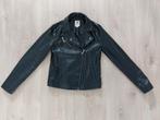Zwarte leather-look biker jack, mt 164-170, Meisje, Ophalen of Verzenden, Zo goed als nieuw, Garcia