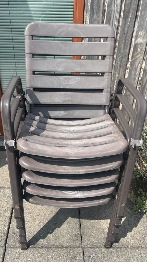Tuinstoelen * retro * met kussen * stapelbaar, Tuin en Terras, Tuinstoelen, Gebruikt, Kunststof, Stapelbaar, Ophalen