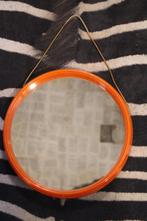 Vintage franse spiegel oranje rond seventies jaren zeventig, Minder dan 100 cm, Minder dan 50 cm, Rond, Gebruikt