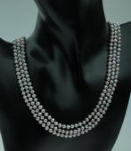 3-strengs rose kleurige parel ketting 14k gouden paston slot, Ophalen of Verzenden, Goud, Ketting, Met edelsteen
