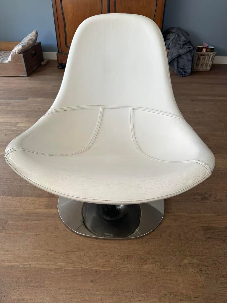 Lederen draai fauteuil, Huis en Inrichting, Ophalen, Gebruikt, Minder dan 75 cm, 50 tot 75 cm