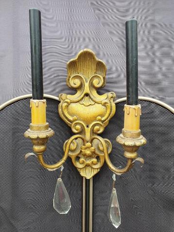 Florentijnse Goudkleurige Wandkandelaar Hout 50er jaren  beschikbaar voor biedingen