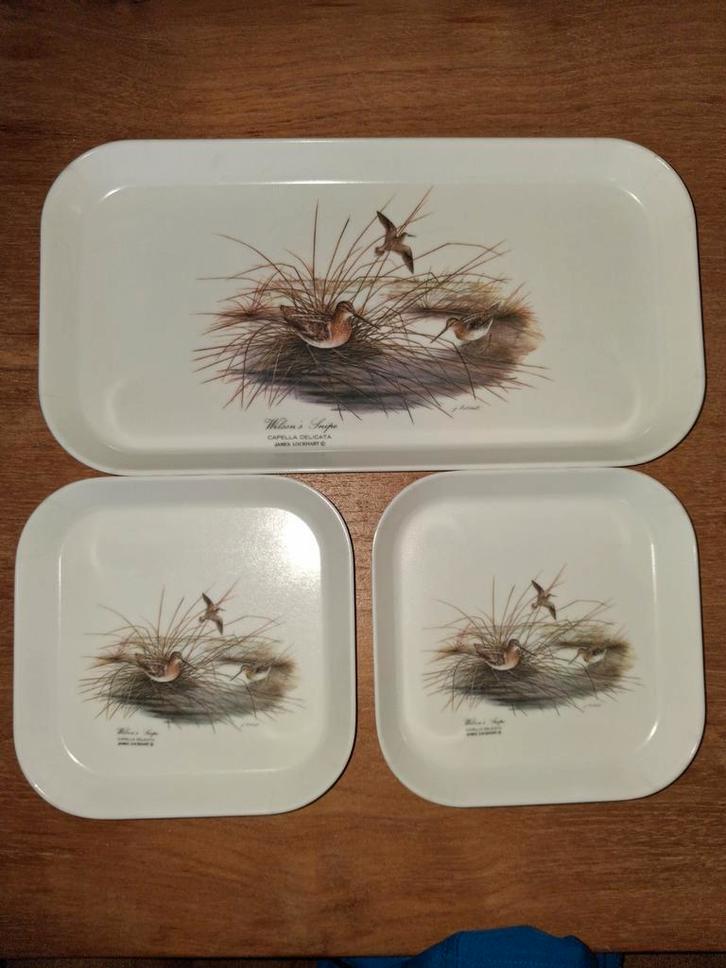 Vintage Dienbladen Set - Wilson's Snipe, Huis en Inrichting, Woonaccessoires | Dienbladen, Gebruikt, Metaal, Rechthoekig, Ophalen of Verzenden