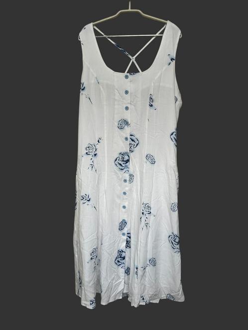 Bonprix Collection Jurk Maat 38 Wit Blauw Bloemenprint, Kleding | Dames, Jurken, Gedragen, Maat 38/40 (M), Wit, Onder de knie