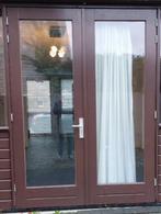 Twee houten buitendeuren met dubbele beglazing, Ophalen, 80 tot 100 cm, 215 cm of meer, Glas