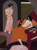 Jean de Bosschère - 1925, kleine Art Deco prent, risque, Verzenden, Voor 1940, Gebruikt, Overige onderwerpen