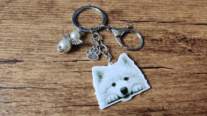 Tas/Sleutelhanger Samojeed groot beschermengeltje, Sieraden, Tassen en Uiterlijk, Tassen | Damestassen, Nieuw, Handtas, Overige kleuren