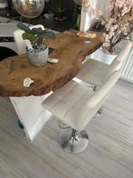 3 barkrukken wit chroom barkruk kunst leer, Huis en Inrichting, Barkrukken, Ophalen, Gebruikt, 60 tot 90 cm, In hoogte verstelbaar