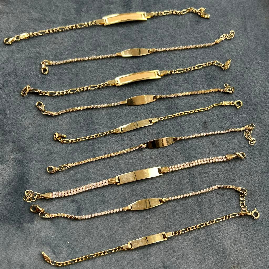 14 karaat gouden baby armbanden kinderen, Sieraden, Tassen en Uiterlijk, Armbanden, Ophalen of Verzenden, Zo goed als nieuw, Goud
