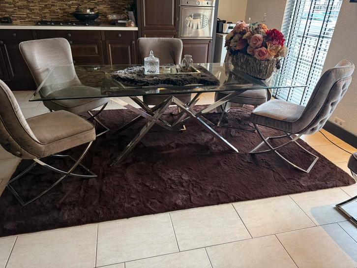 Eettafel en salontafel glazentafels, Huis en Inrichting, Tafels | Eettafels, Zo goed als nieuw, 50 tot 100 cm, 100 tot 150 cm