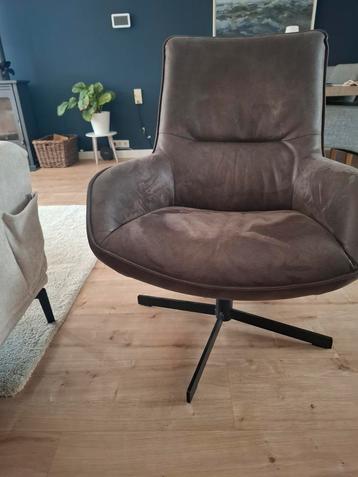 Leren Fauteuil - Donkerbruin, Metalen Poot beschikbaar voor biedingen