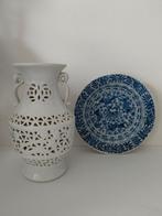 Chinees porselein lampvaas en kangxi schotel., Ophalen of Verzenden