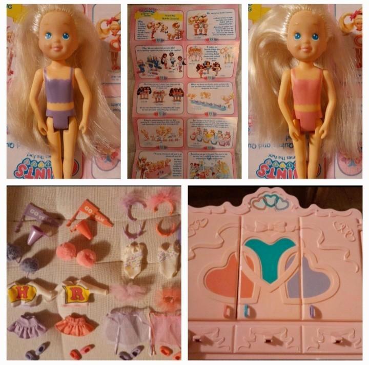 Quints cousins popjes + kleertjes + kledingkast vintage, Kinderen en Baby's, Speelgoed | Poppen, Gebruikt, Barbie, Ophalen of Verzenden