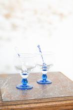 Vintage glazen blauwe voet, Verzamelen, Ophalen of Verzenden, Zo goed als nieuw, Overige typen