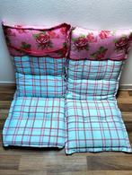 Leuke kussenset voor tuinstoelen met rozen en ruitjes, Ophalen, Gebruikt, Overige materialen