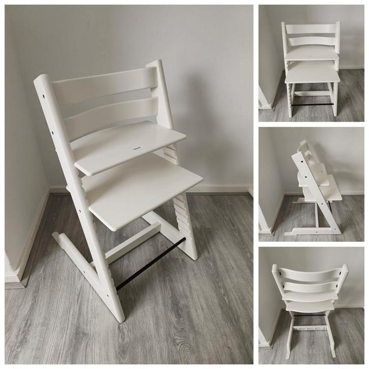 NIEUWSTAAT! Stokke Tripp Trapp wit nieuw model, Kinderen en Baby's, Kinderstoelen, Zo goed als nieuw, Meegroeistoel, Aanschuifbaar