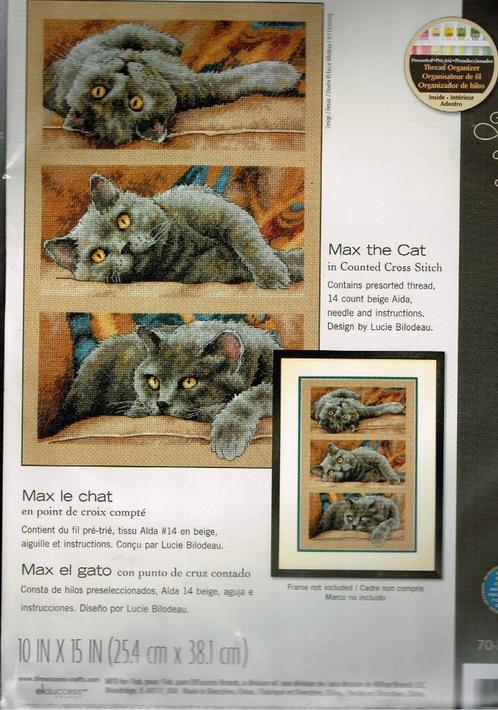 Cado KOOPJE DIMENSIONS BORDUURPAKKET  MAX THE CAT, Hobby en Vrije tijd, Borduren en Borduurmachines, Nieuw, Borduurpakket, Ophalen of Verzenden