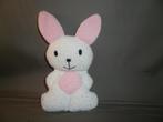 retro konijn badstof wit roze zwarte geborduurde ogen/neus/, Kinderen en Baby's, Speelgoed | Knuffels en Pluche, Konijn, Gebruikt