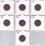 Compl. serie van 7 x 2 1/2 cent 1877 t/m 1890 Willem 3, Postzegels en Munten, Ophalen of Verzenden, Koning Willem III