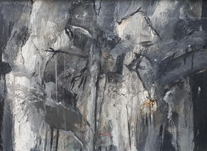 511. Olieverfschilderij, Gerriet Postma – midden 20e eeuw, Antiek en Kunst, Kunst | Schilderijen | Abstract, Ophalen of Verzenden