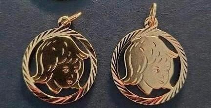 Nieuwe Kinderkopjes Hangers/bedels Goud op Zilver (double), Sieraden, Tassen en Uiterlijk, Kettinghangers, Nieuw, Goud, Goud, Overige voorstellingen