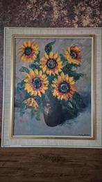 Bloem stilleven; Zonnebloemen op vaas; olieverf op doek, Ophalen