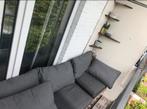 Pallets met kussens (balkon bankje), Tuin en Terras, Tuinsets en Loungesets, Ophalen, Zo goed als nieuw, Hout, 2 zitplaatsen