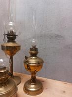 Vintage Olielampen Set - Messing & Glas - Jaren '50-'70, Antiek en Kunst, Ophalen of Verzenden