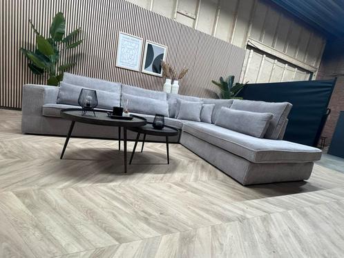 ZGAN XL Ribstof Hoekbank - Licht Grijs - 315 x 250, Huis en Inrichting, Banken | Bankstellen, Zo goed als nieuw, Vierpersoons of meer