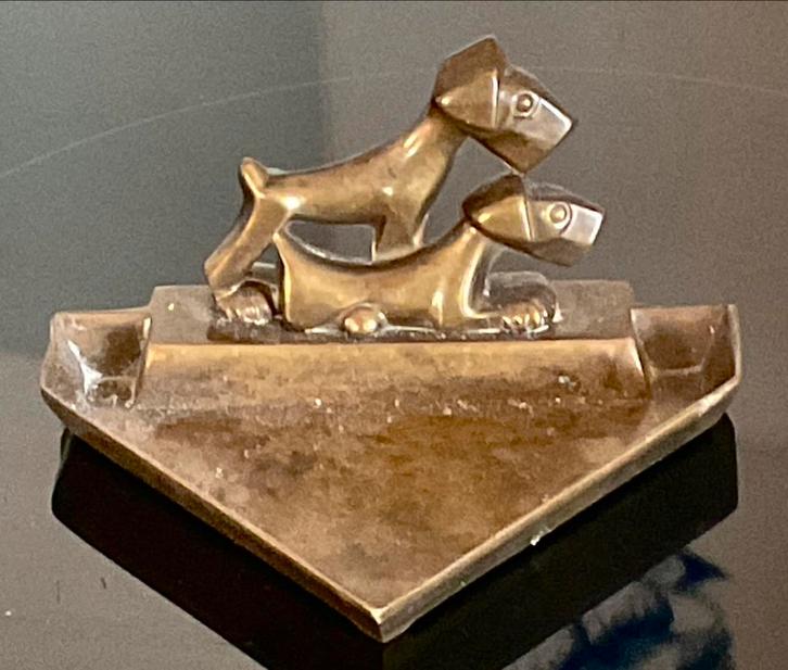 Antieke vide poche met twee prachtige gestileerde Schnauzers, Antiek en Kunst, Antiek | Koper en Brons, Ophalen of Verzenden