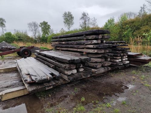 Azobé draglineschotten 5m x 1m, dikte 14cm, Doe-het-zelf en Verbouw, Hout en Planken, Gebruikt, Balk, Overige houtsoorten, 300 cm of meer