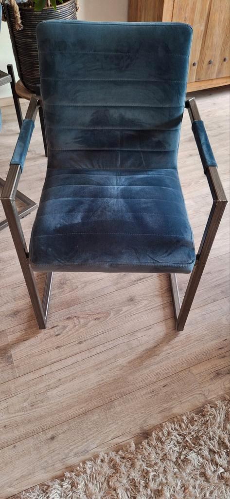 6 Velvet Stoelen - Petrol & Oker - Rookvrij, Huis en Inrichting, Stoelen, Zo goed als nieuw, Vijf, Zes of meer stoelen, Metaal