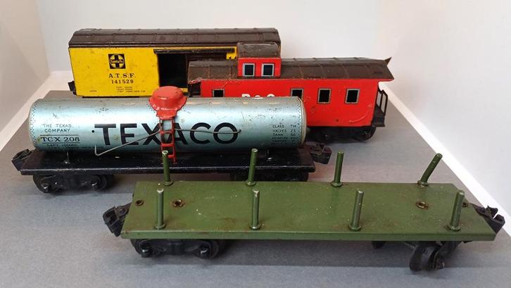 Treinwagons 4x - Tin, Hobby en Vrije tijd, Modeltreinen | H0, Gebruikt, Wagon, Overige merken, Ophalen of Verzenden