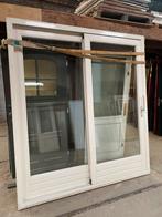 2-DELIGE HARDHOUTEN SCHUIFPUI (B210,5xH230,5) DUBBELGLAS, Doe-het-zelf en Verbouw, Kozijnen en Schuifpuien, Ophalen, Zo goed als nieuw