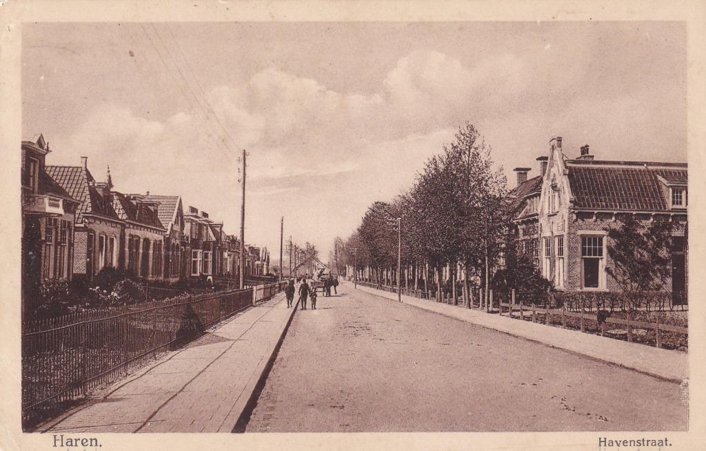 Ansichtkaart Haren Havenstraat, Ophalen of Verzenden, 1920 tot 1940, Gelopen, Groningen
