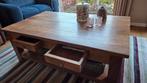 Salontafel van massief teakhout, 2 lades en 3 manden, Ophalen