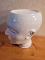 Wit keramisch hoofd standaard pet, zeep, plant, vaas etc, Wit, Aardewerk of Porselein, Ophalen of Verzenden, Zo goed als nieuw