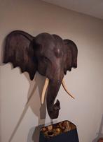 Houten olifantenkop koloniaal teak, Ophalen, Zo goed als nieuw