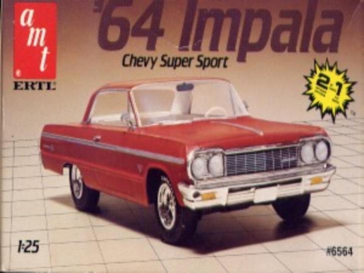 Bouwdoos 1964 Chevy Impala 2n1 AMT, Hobby en Vrije tijd, Modelbouw | Auto's en Voertuigen, Nieuw, Auto, Groter dan 1:32, Overige merken