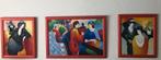 Drieluik ondertekent Sauvage levendige/kleurrijke Art, Antiek en Kunst, Kunst | Schilderijen | Modern, Ophalen