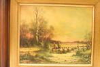 Schilderij Van Een Herder Met Zijn Schapen 45587, Huis en Inrichting, Woonaccessoires | Schilderijen, Tekeningen en Foto's, Minder dan 50 cm