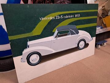 Schilderij Mercedes 220S cabriolet 1953 hand geschilderd beschikbaar voor biedingen