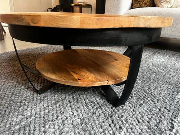Ronde Salontafel Mangohout & Staal beschikbaar voor biedingen