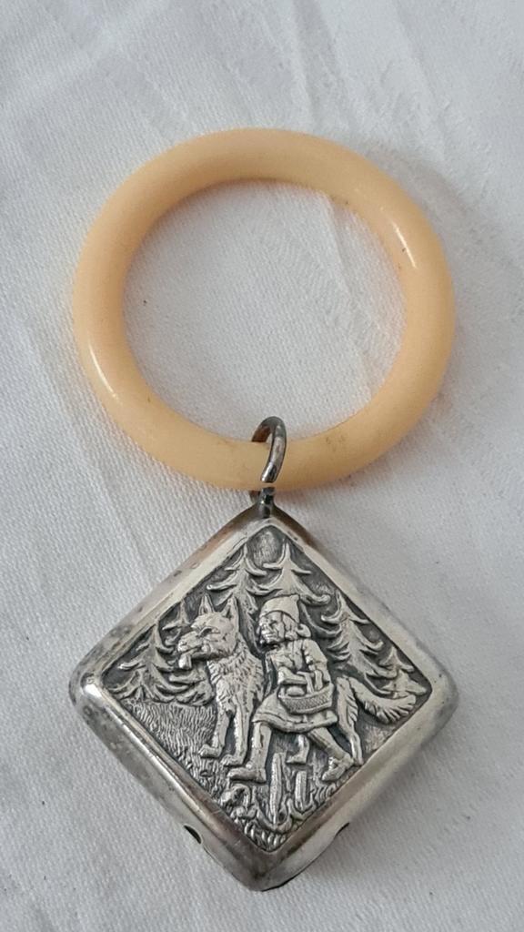 Antieke Rammelaar/Bijtring met Zilveren Hanger, Antiek en Kunst, Antiek | Overige Antiek, Ophalen of Verzenden