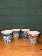 Set van 4 Kleine Kopjes met Marokkaanse Motieven, Gebruikt, Keramiek, Ophalen of Verzenden, Overige stijlen