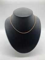 X623 Prachtige zilveren ketting goudkleur strass, Met strass, Ophalen of Verzenden, X, Goud