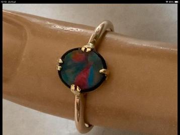 Prachtige vintage gouden ring Australisch Opaal dublet 14 k. beschikbaar voor biedingen