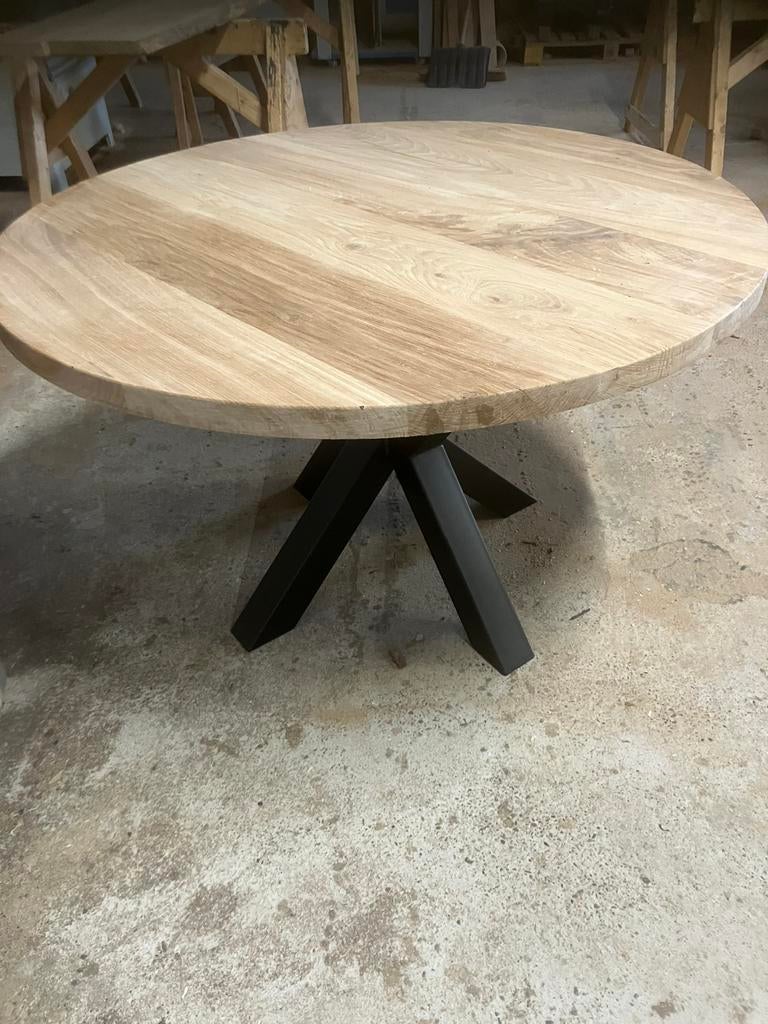 Rondetafel boomstamtafel met onderstel op maat mogelijk, Ophalen, 100 tot 150 cm, 200 cm of meer, Zo goed als nieuw